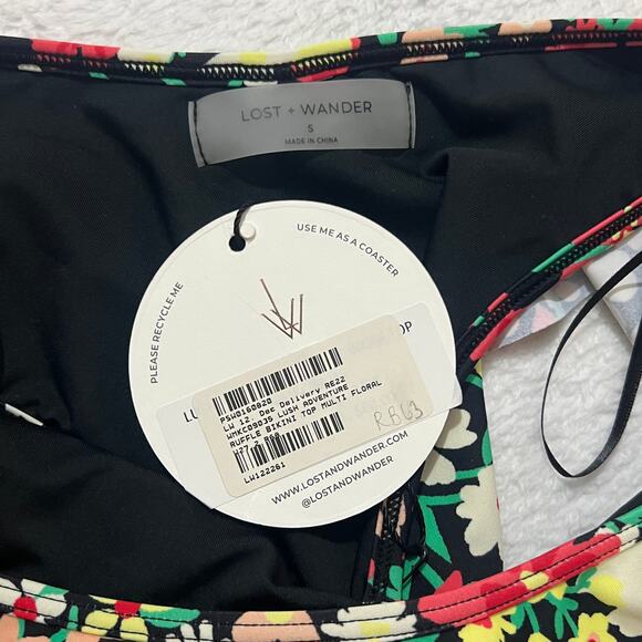 Lost + Wander (S) "Lush Adventure" Floral Ruffle One Shoulder Bikini Swim Top - Picture 5 of 9